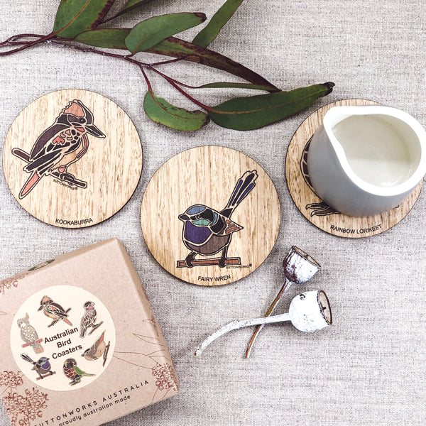 Coloured Bird Coasters