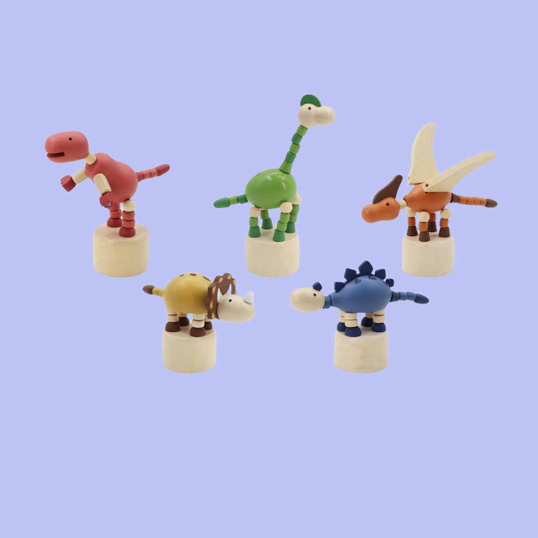 Wooden Dinosaur Press Toys