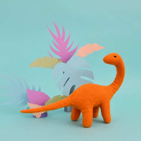 Small Orange Felt Bronosaurus