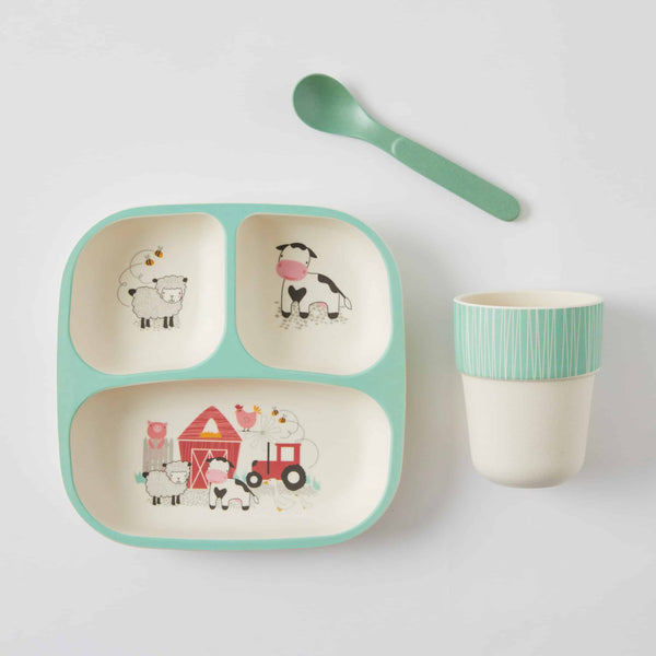 Farm Fun Bamboo Kids Dinner Sets